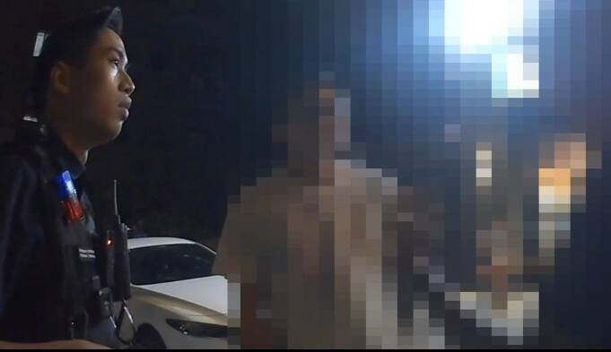 张姓男子(中)涉嫌吃霸王餐接受警方调查。(警方提供) 张姓男子(中)涉嫌吃霸王餐接受警方调查。(警方提供)