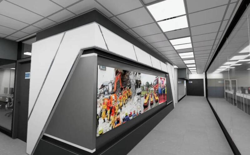 新北市DRCA训练室结合虚拟实境与混合实境，营造拟真的灾害应变训练环境。图为示意图。（消防局提供）