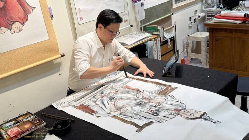 徐健麟绘制「卯兔星君」耗时4天完成。（麻豆警分局提供）