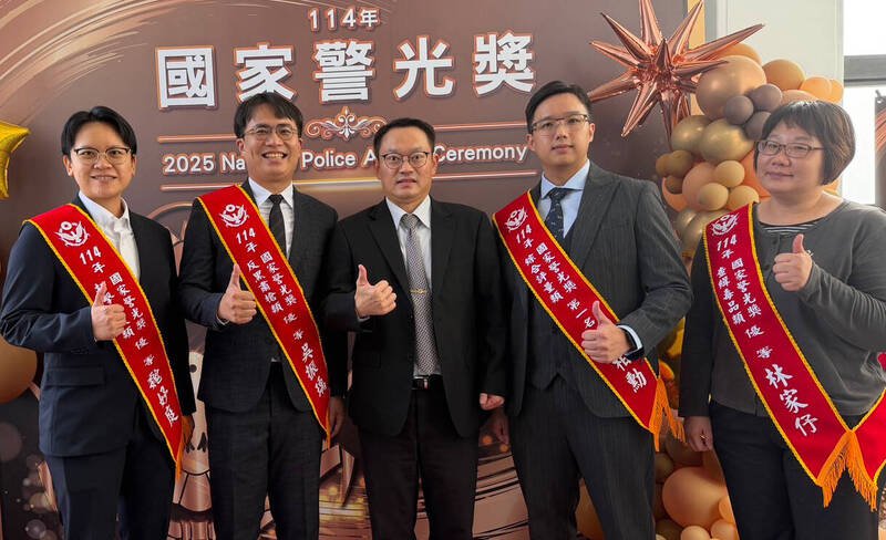 高市刑大4官警荣获「国家警光奖」，更夺下综合评量类第1名。（警方提供）