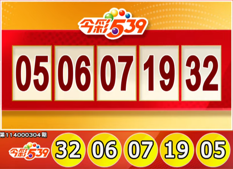 今彩539、39乐合彩开奖号码。（撷取自三立iNEWS《全民i彩券》）