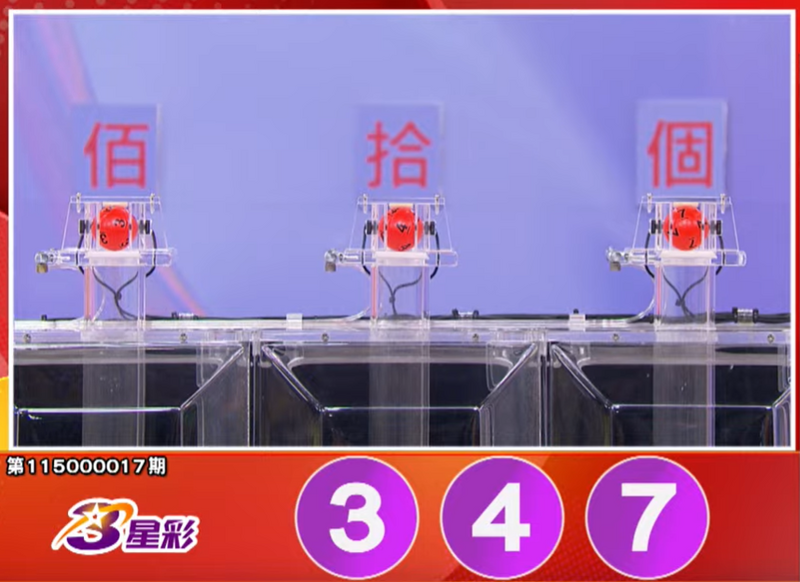 3星彩开奖号码。（撷取自三立iNEWS《全民i彩券》）