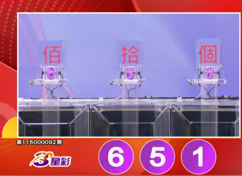 3星彩开奖号码。（撷取自三立iNEWS《全民i彩券》）